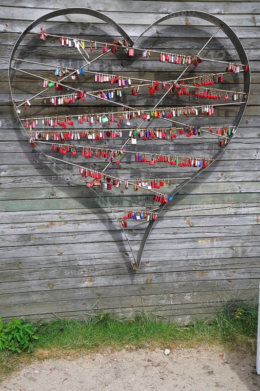 Heart with love locks in List harbour