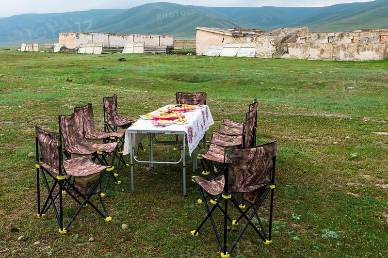 Picnic near the road to Song Kol Lake