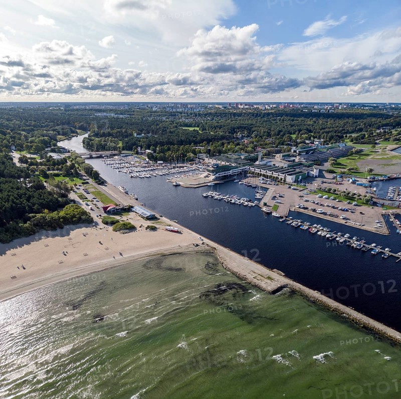 View of beach and marina