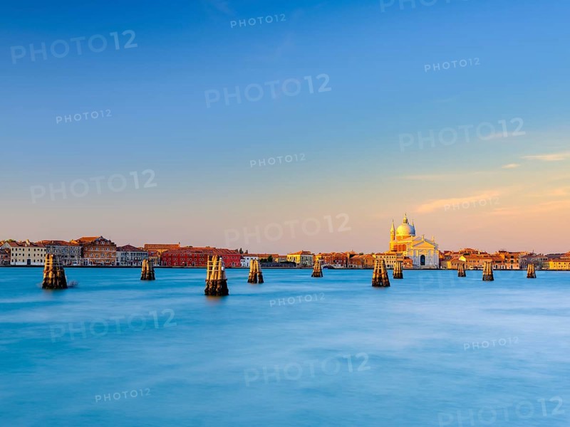 Church Chiesa del Santissimo Redentore on the Giudecca Canal at sunrise