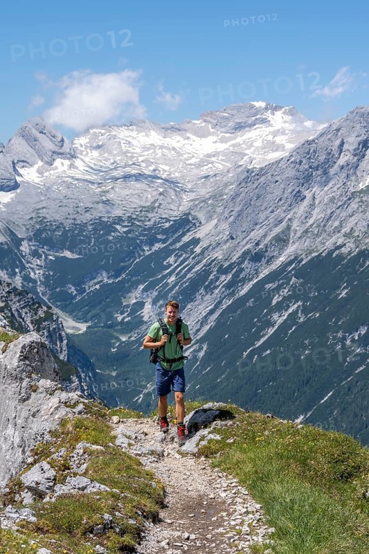 Hiker on hiking trail to Meilerhuette