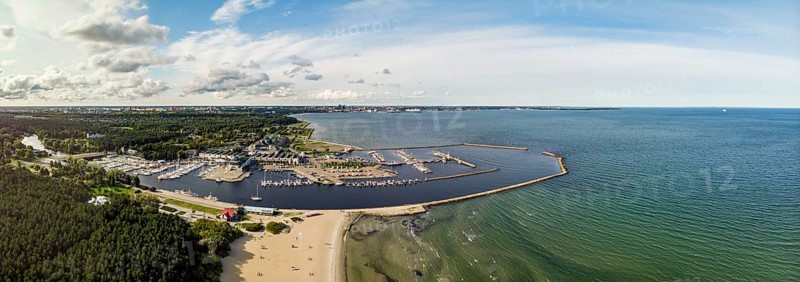 View of beach and marina