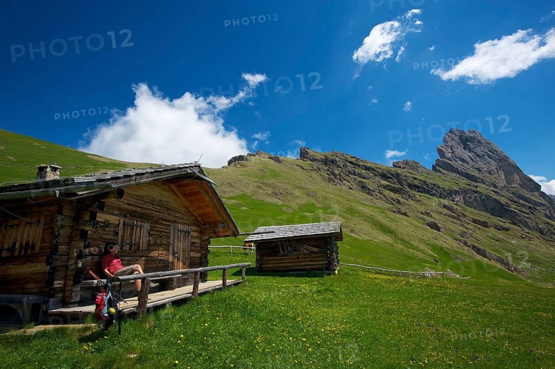 Alpine pasture on the Seceda with Geislerspitzen
