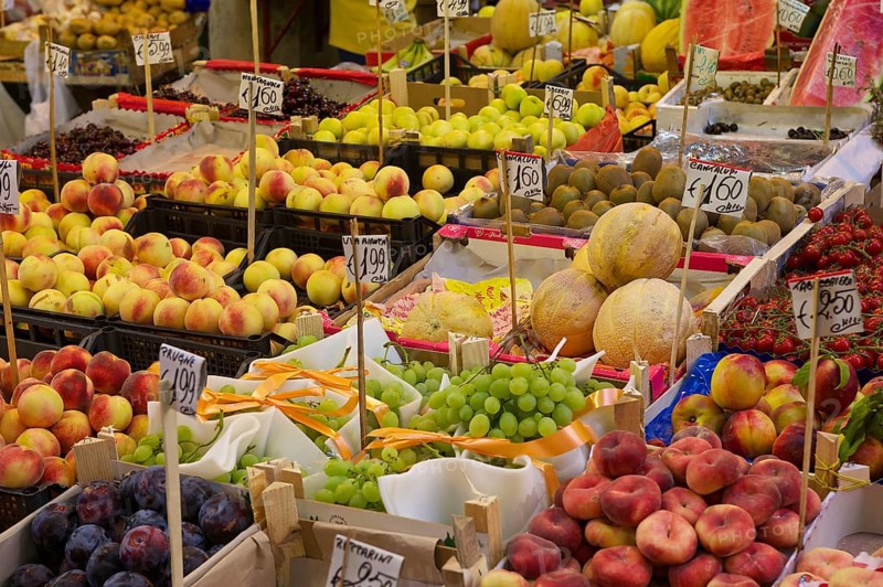 Market stalls in an alley in Palermo