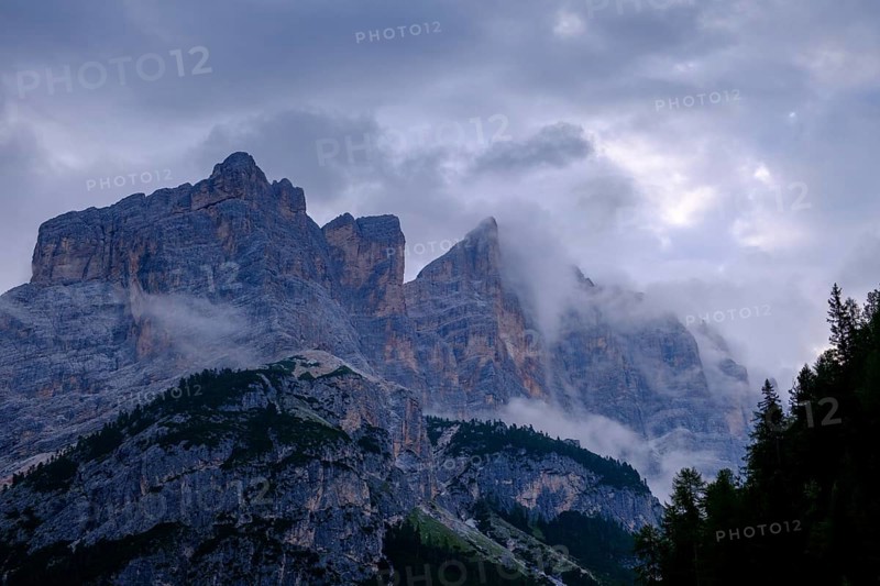 Lavarella and Conturines in clouds