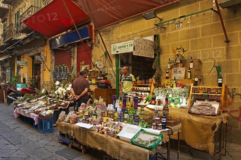 Market stalls in an alley in Palermo