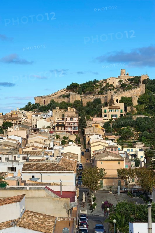 View over the old town to the castle of Capdepera