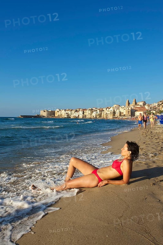 Beach and old town of Cefalu