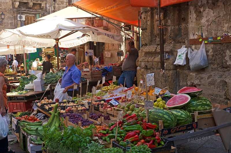 Market stalls in an alley in Palermo