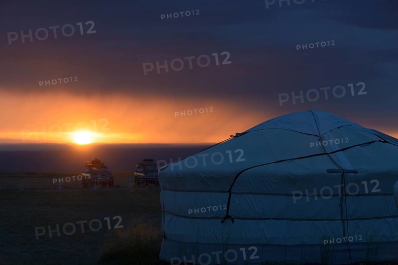 Sunrise over yurt camp