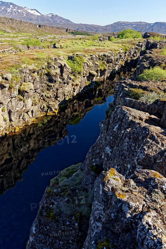 Water rift between Eurasian and American continental plates