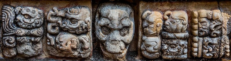Glyphs and masks at the Temple of Meditation