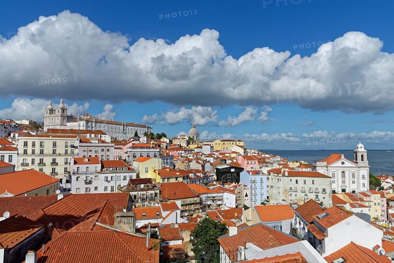 View over Alfama district with the church of Sao Vicente de Fora