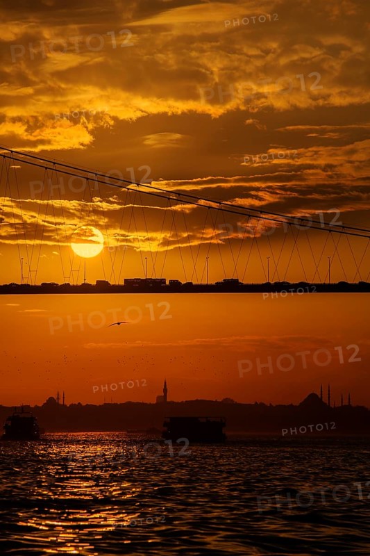 View at sunset from Cengelkoy to Istanbul