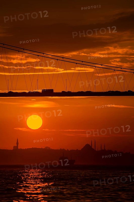 View at sunset from Cengelkoy to Istanbul