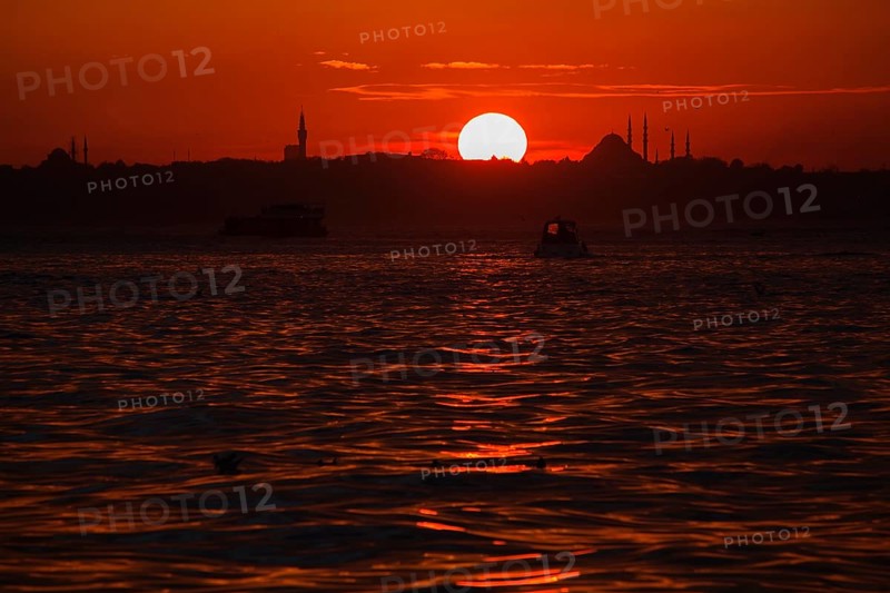View at sunset from Cengelkoy to Istanbul