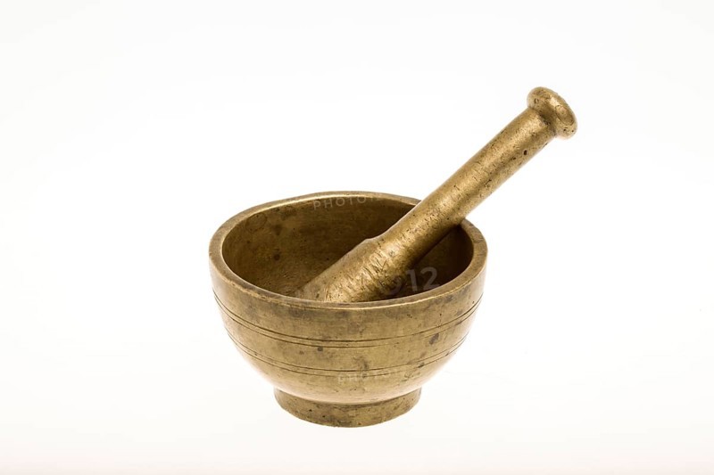 Mortar and pestle against a white background