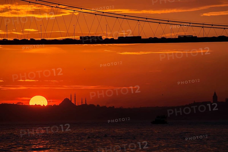 View at sunset from Cengelkoy to Istanbul