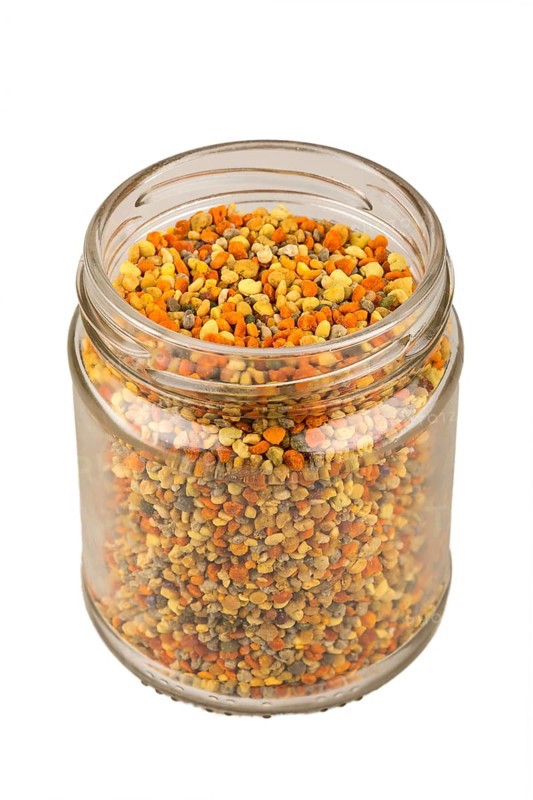 A jar of fresh bee pollen