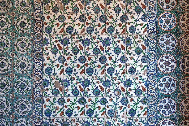 View of wall tiles in the blue mosque