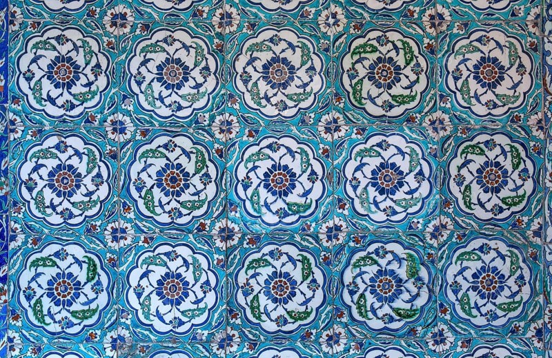 View of wall tiles in the blue mosque