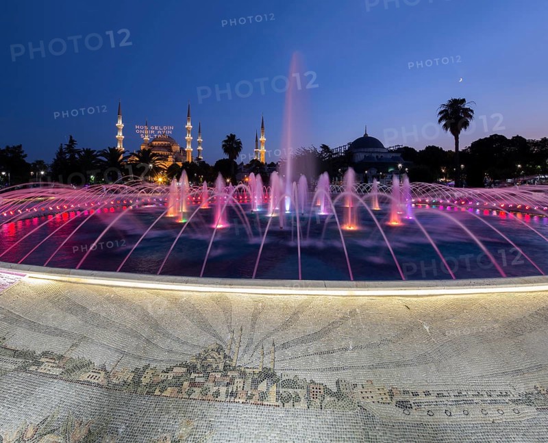 View of Sultanahmet Mosque from Sultanahmet Park in Istanbul