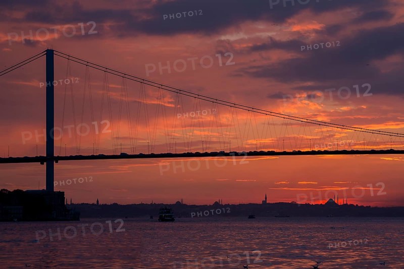 View at sunset from Cengelkoy to Istanbul