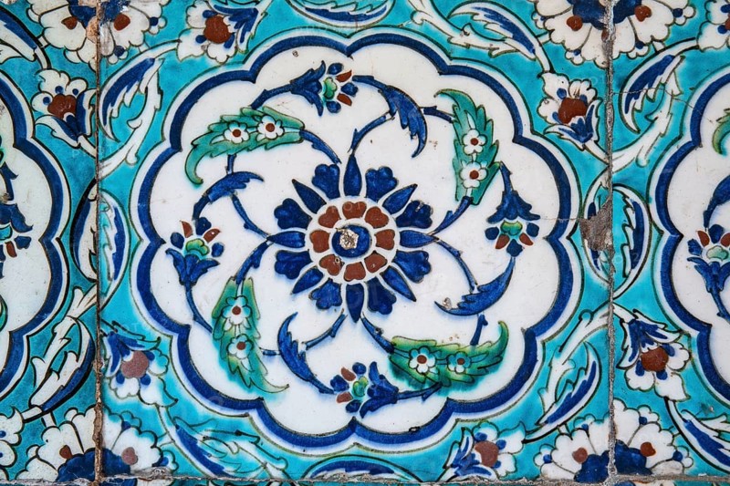 View of wall tiles in the blue mosque