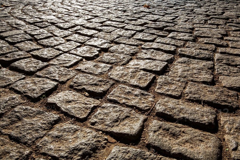 Macro viev of cobblestone street