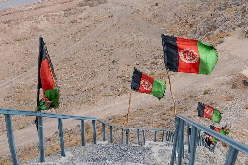 Afghan flags at Chil Zena