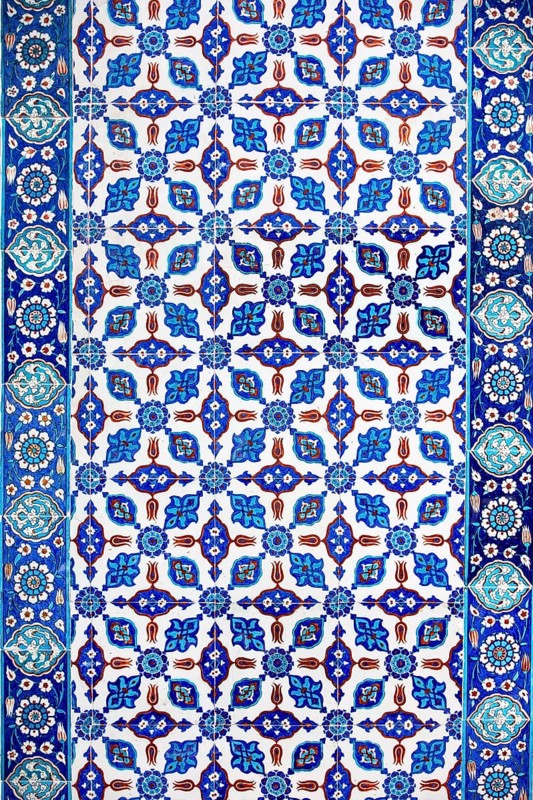 Macro view of the tiles in the Rustem Pasa Mosque