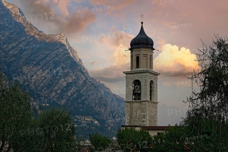 San Benedetto church tower in the evening