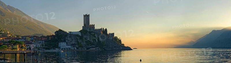 Historic coastal town of Malcesine with the castle Castello Scaligero