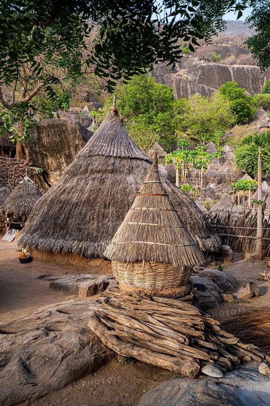 Tradtional build huts of the Otuho or Lutoko tribe in a village in the Imatong mountains