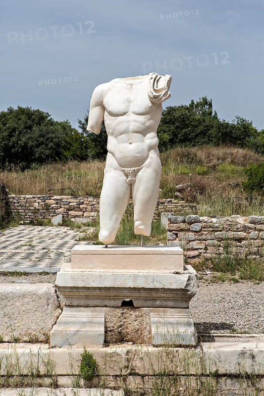 Collosal torso of a naked male god in the Hadrian's Bath of Aphrodisias in Aydin