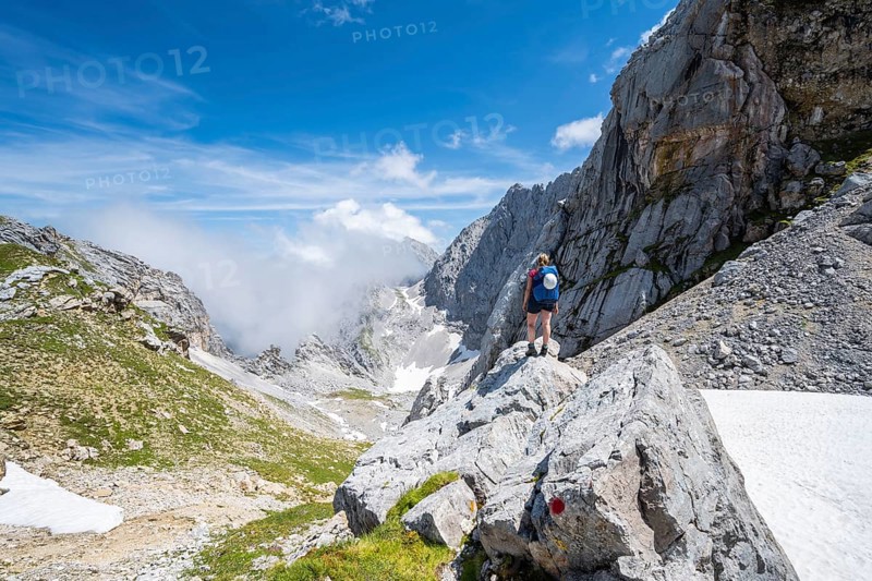 Hiker standing on a rock