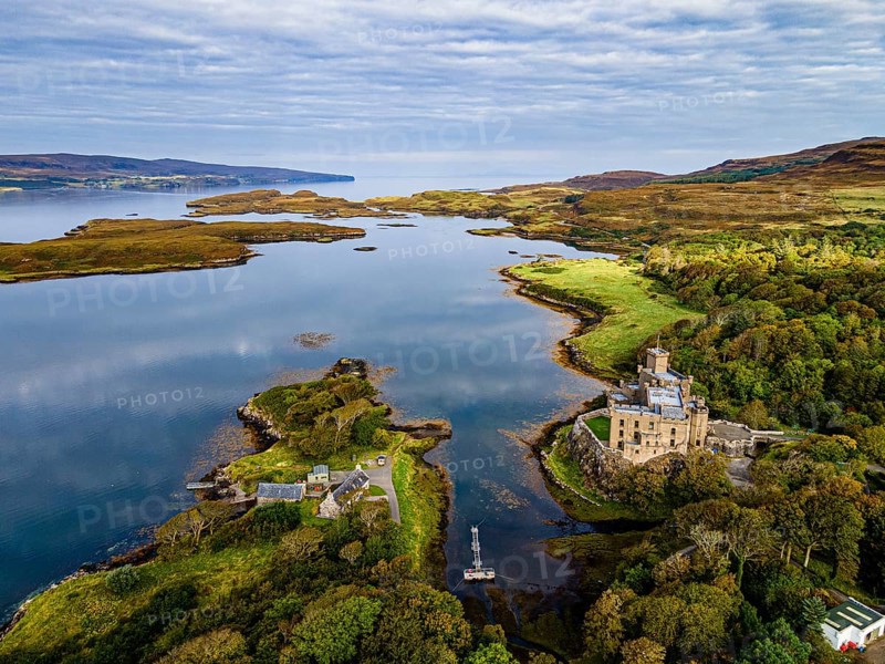 Aerial of Dunvegan castle