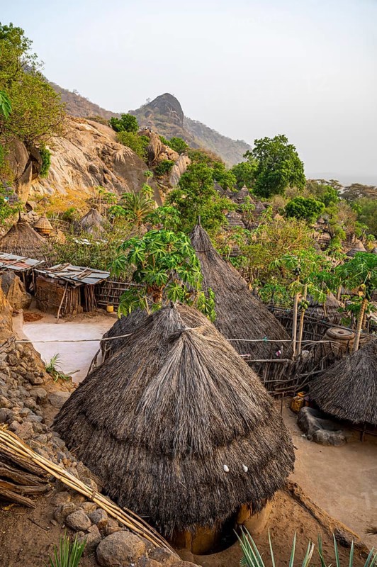 Tradtional build huts of the Otuho or Lutoko tribe in a village in the Imatong mountains