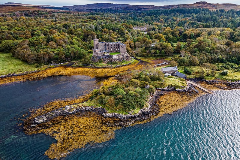Aerial of Dunvegan castle