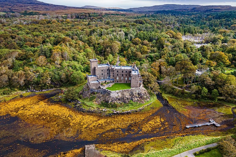 Aerial of Dunvegan castle