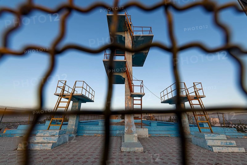 Former swimming pool where the Taliban were hanging their prisoners