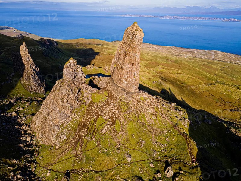 Aerial of the Storr pinnacle