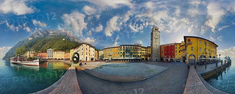 360 panorama of Piazza Novembre with Torre Apponale