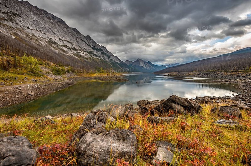 Mountains reflected in a lake