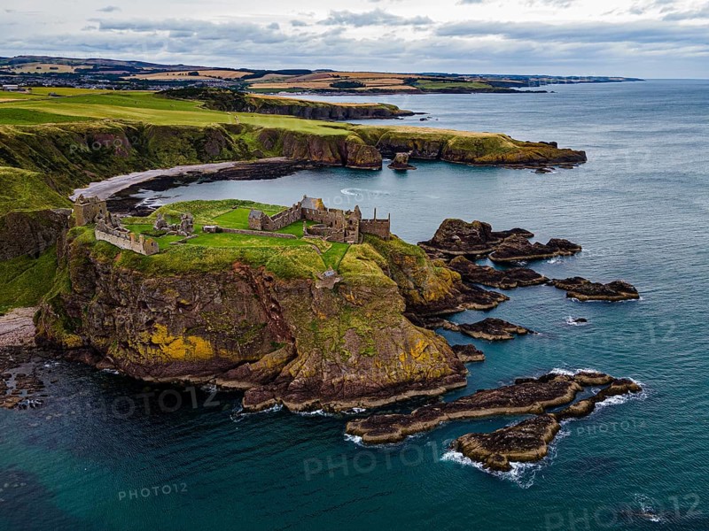 Aerial of Dunnottar Castle