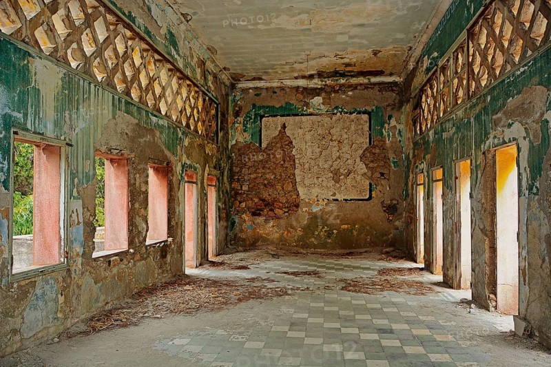 Hall of a derelict arcaded building
