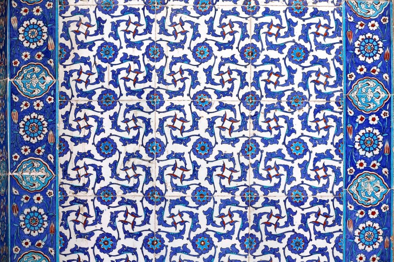 Macro view of the tiles in the Rustem Pasa Mosque
