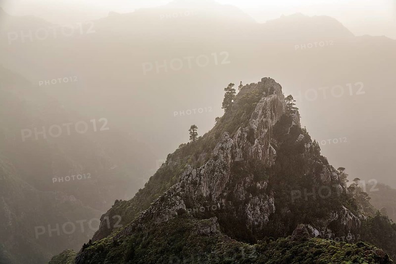 Rock formation in the evening haze