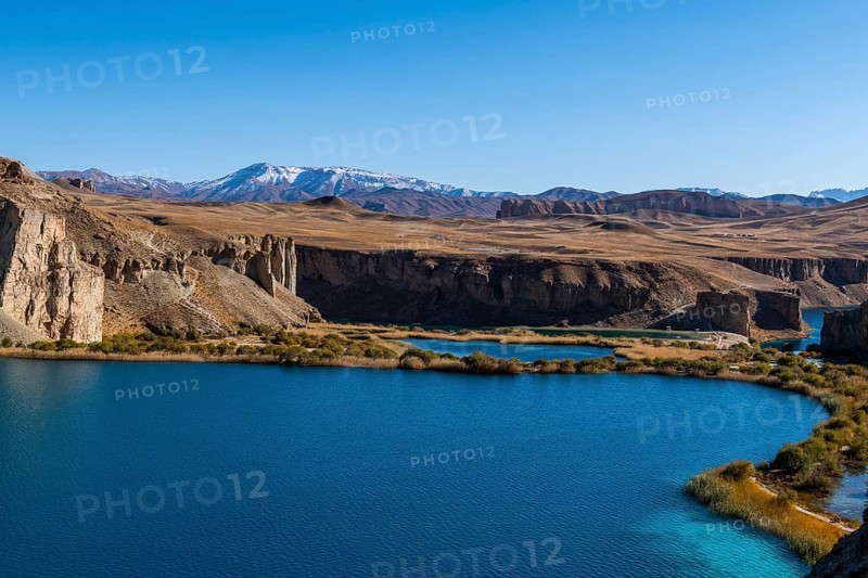 Overlook over the deep blue lakes of the Unesco National Park