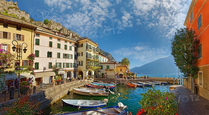 Idyllic fishing village and harbour with colourful boats